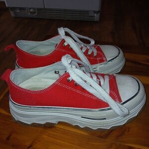 Red Canvas Platform Sneakers Size Women 7